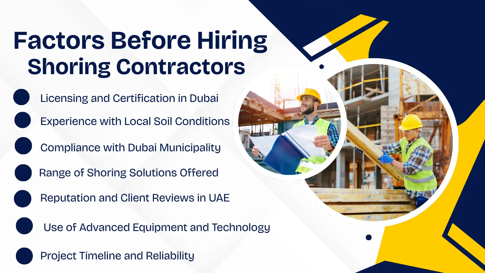 consideration before hiring shoring contractors in dubai